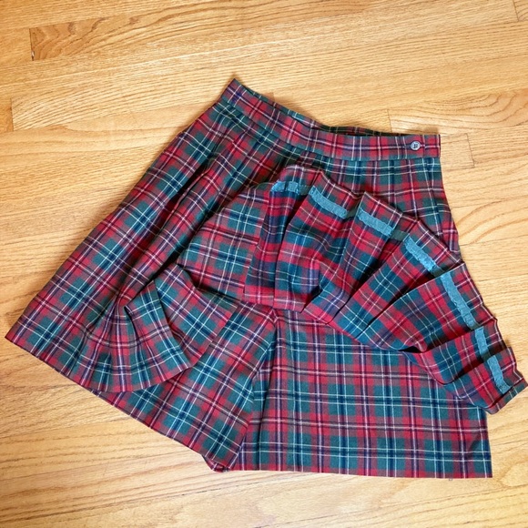 Vintage 90s Pleated Plaid Tartan Skorts 10 - Picture 3 of 7